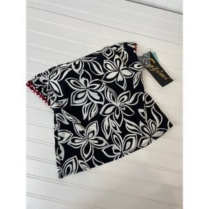 NWT Cazimi Womens Tankini Black & White Soft Cups Tie Back Strapless Size M